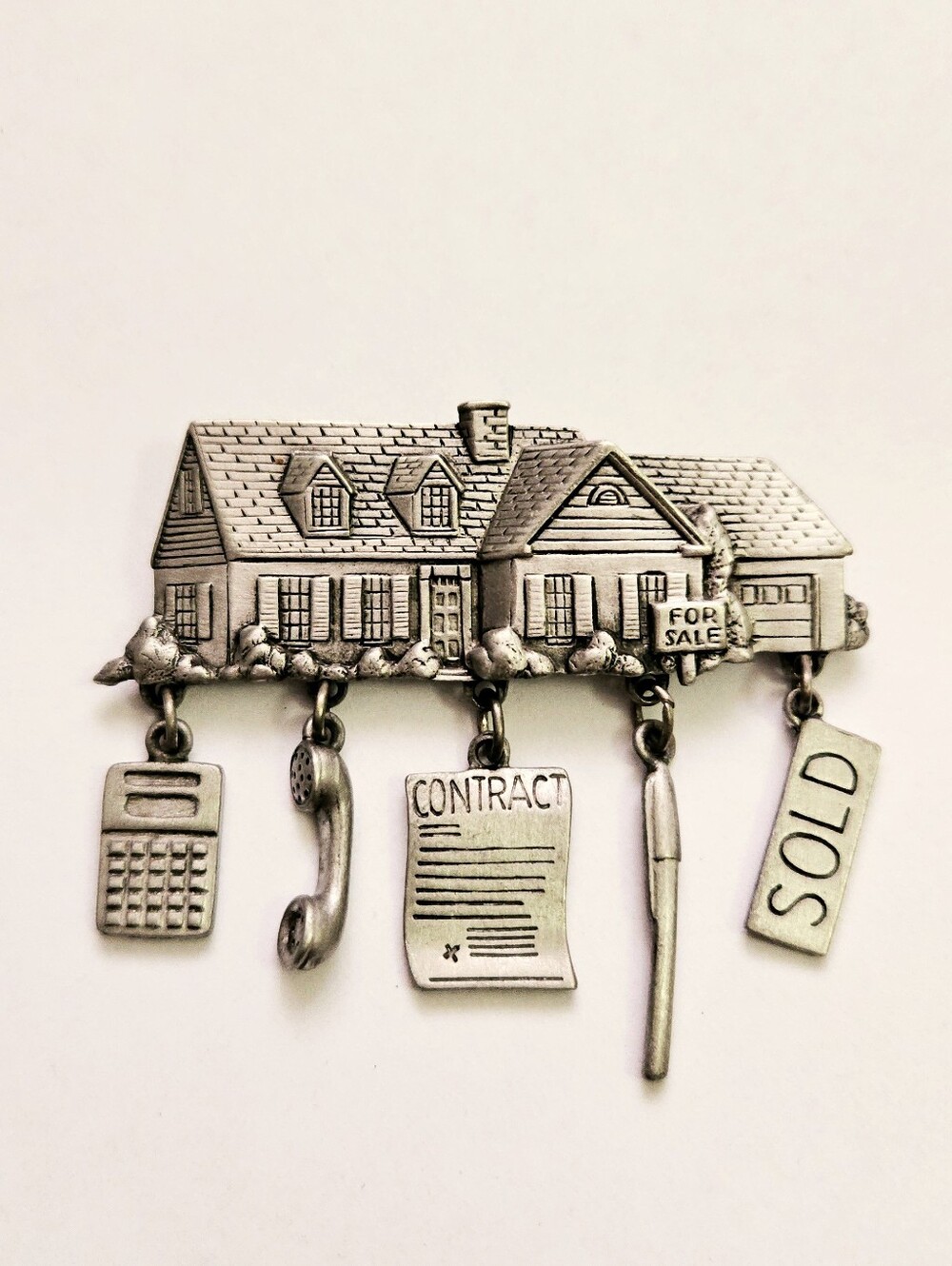 JJ Jonette - Realtor Brooch Sold House With Dangling Charms